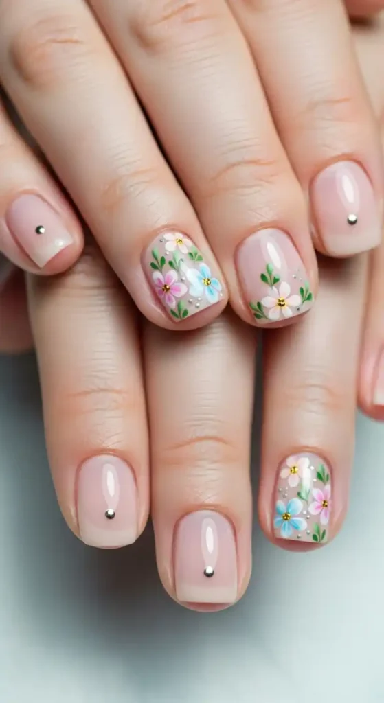 floral-accent-nails