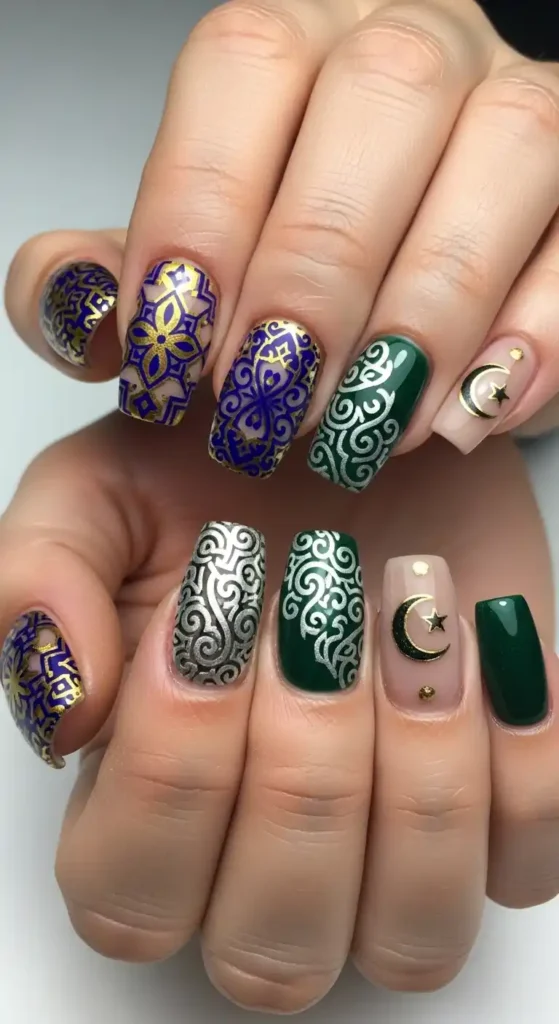 arabic-pattern-mixed-nails