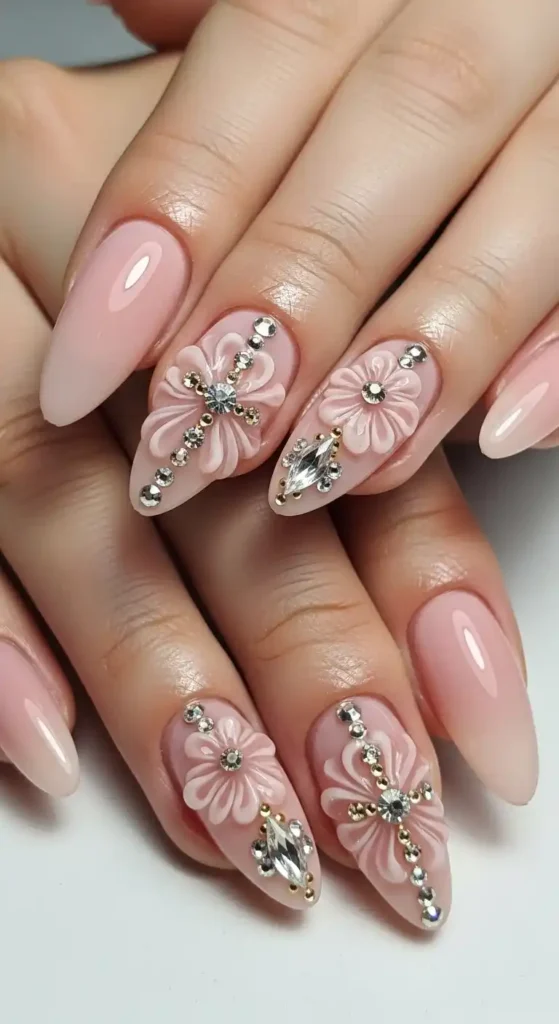blush-pink-3d-floral-nails-with-rhinestones