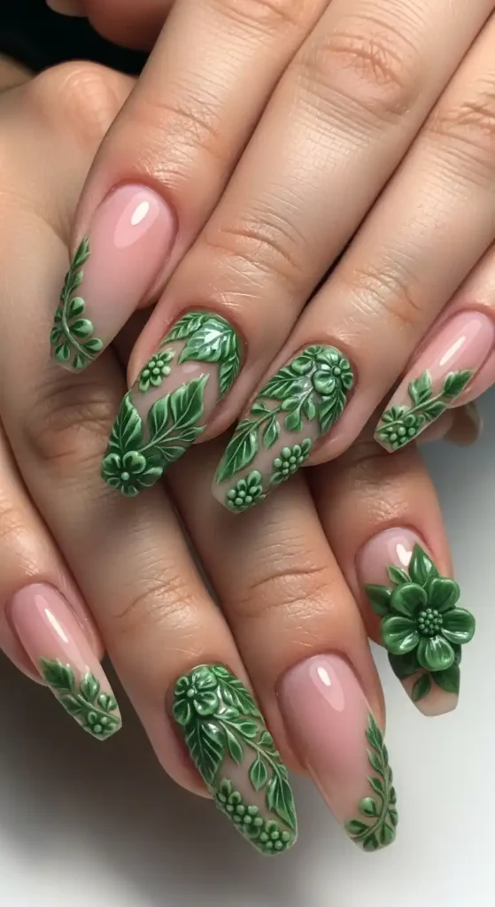 botanical-green-3d-floral-nails