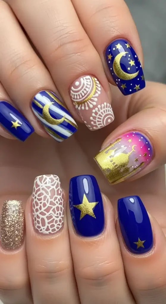crescent-moon-and-star-mix-nails