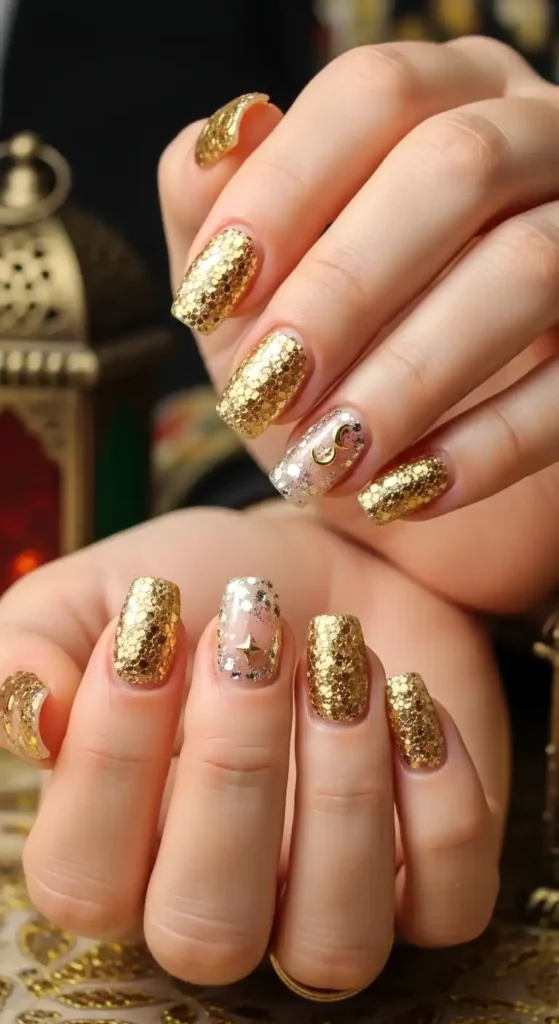 crushed-gold-glitter-nails