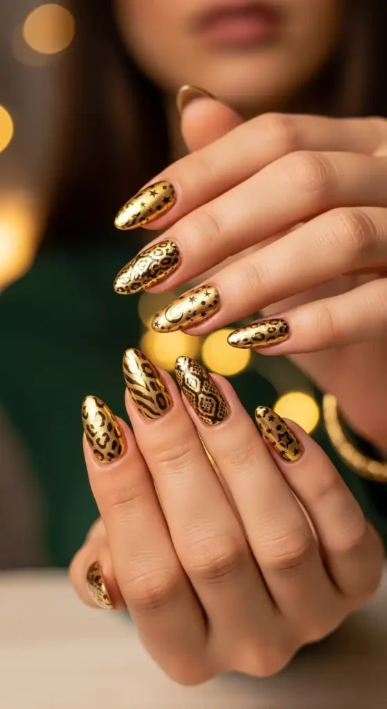 gold-animal-print-nails