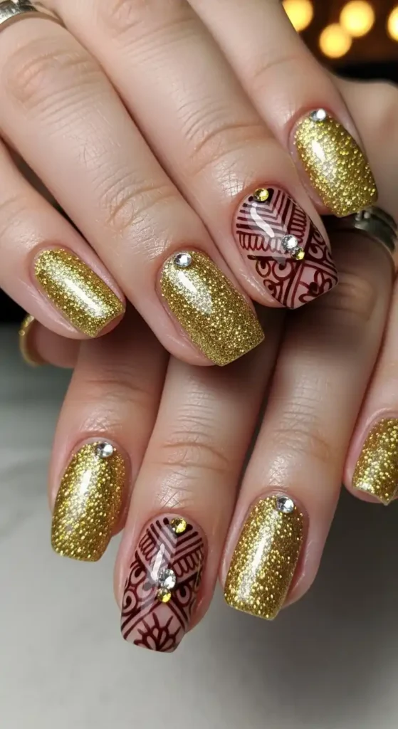 gold-glitter-festive-nails