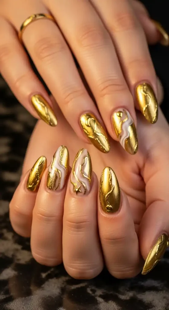 gold-marbleized-nails