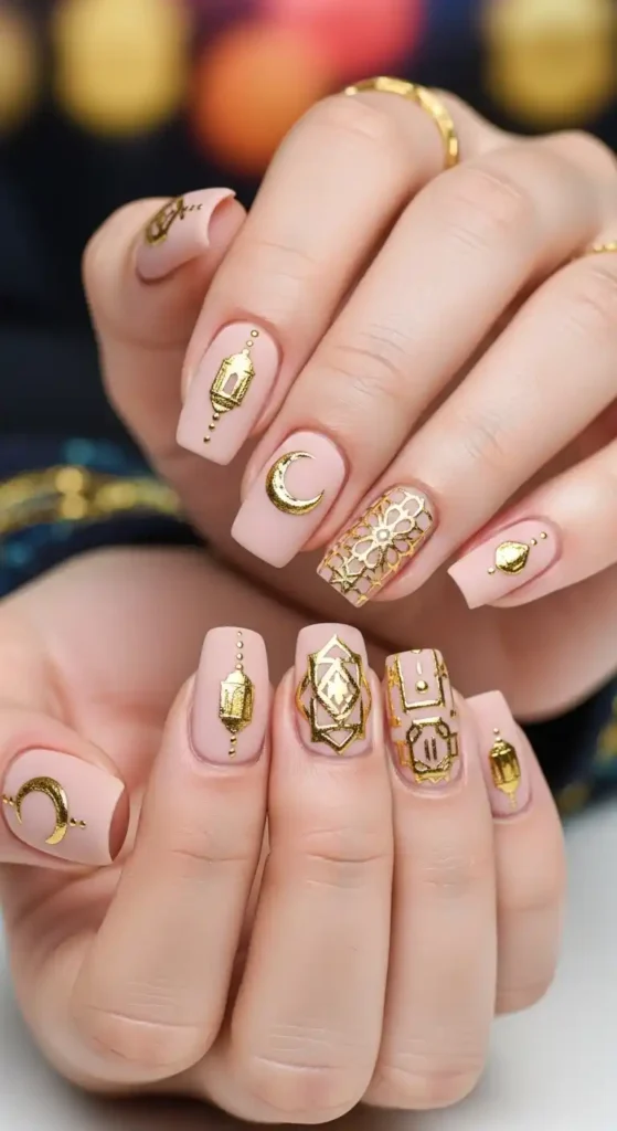 matte-nude-and-gold-nails