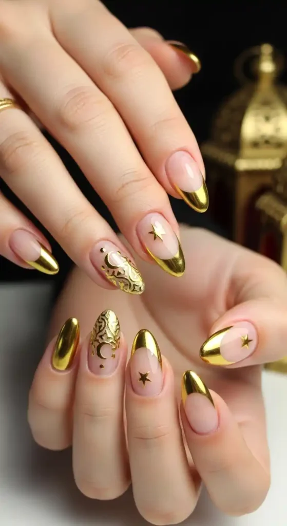 metallic-gold-french-manicure