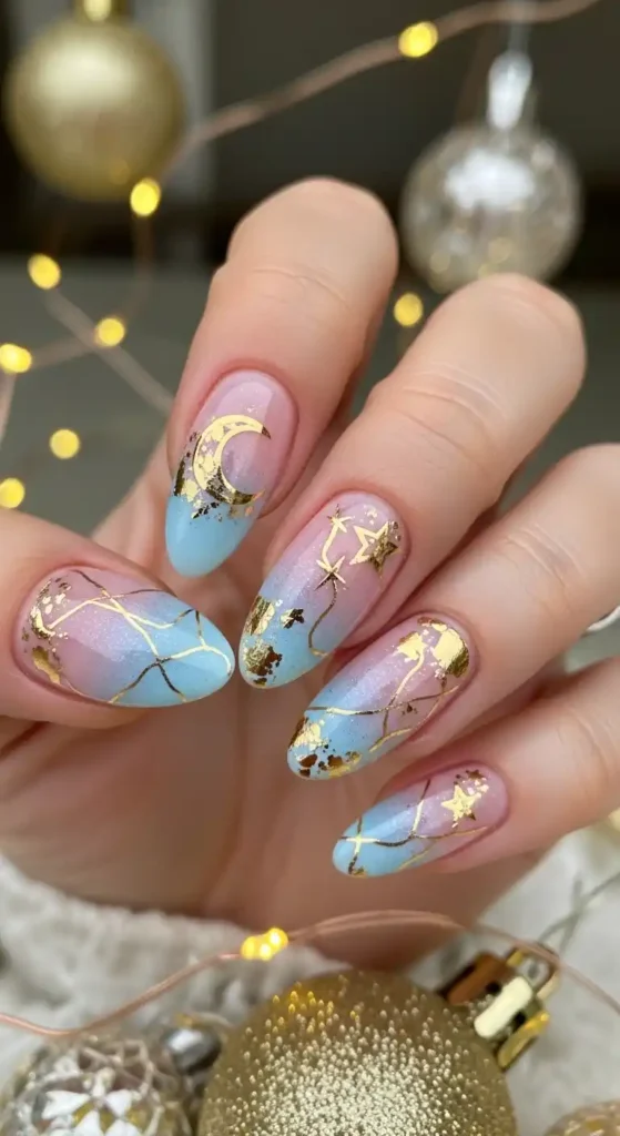 pastel-nails-with-gold-foil