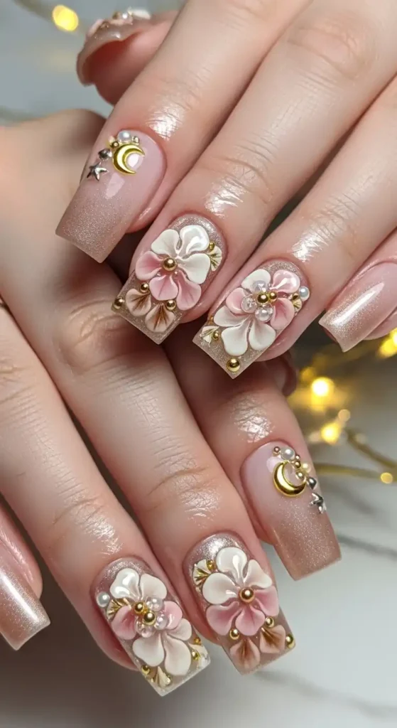 soft-ombre-3d-floral-square-nails
