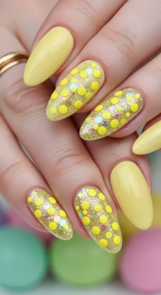 yellow-polka-dot-glitter-mix